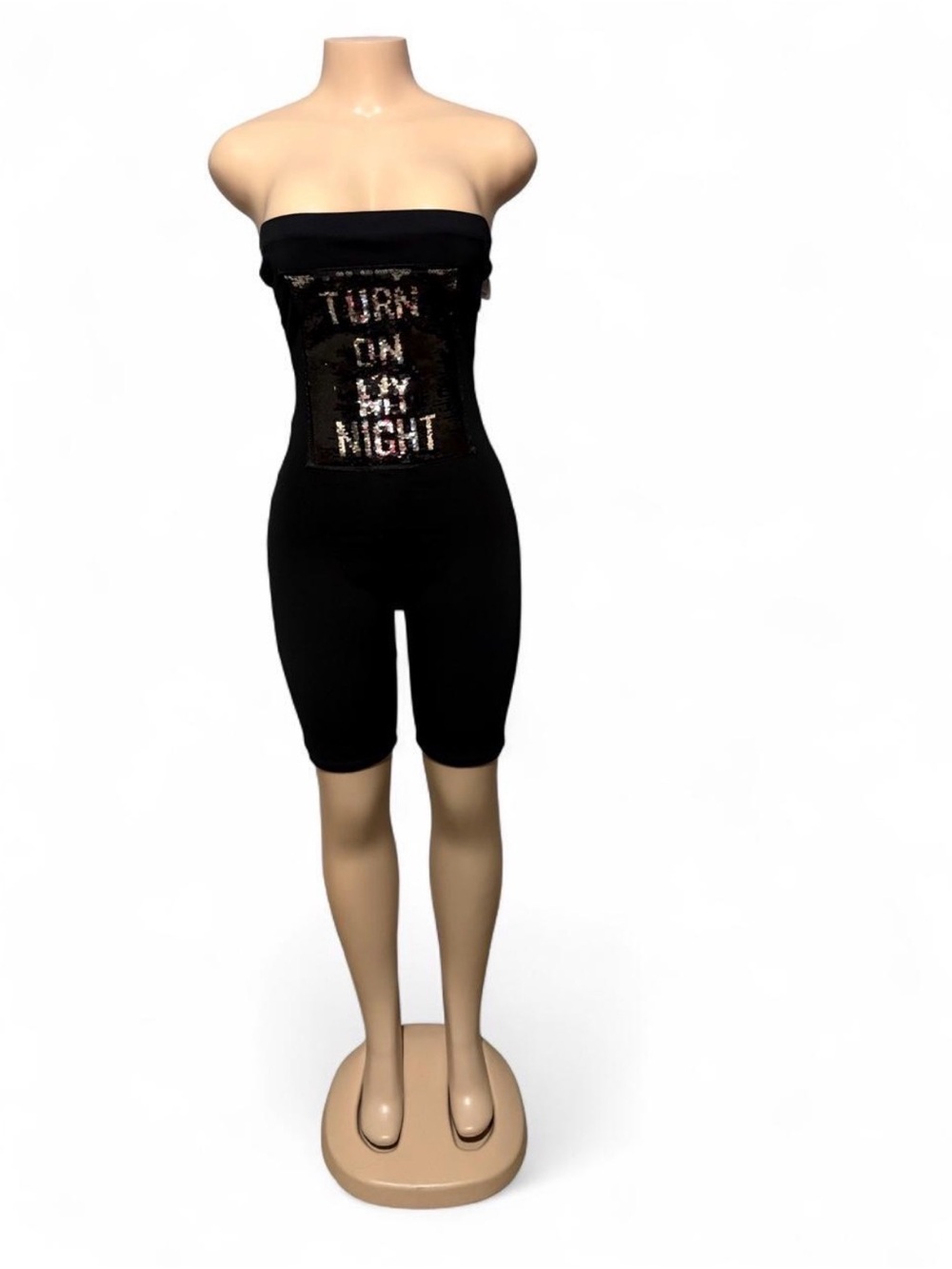 A'gaci Black Sequin Turn On My Night Romper